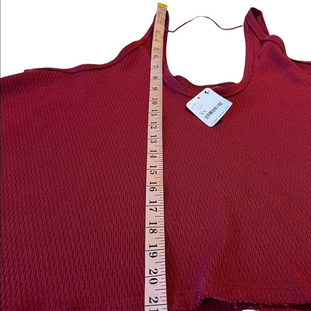 Free People Poncho Tank Sing La La  Burgundy Oversized Wide Crop Layer Beach - Picture 8 of 11